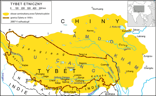 Tybet etniczny – mapa